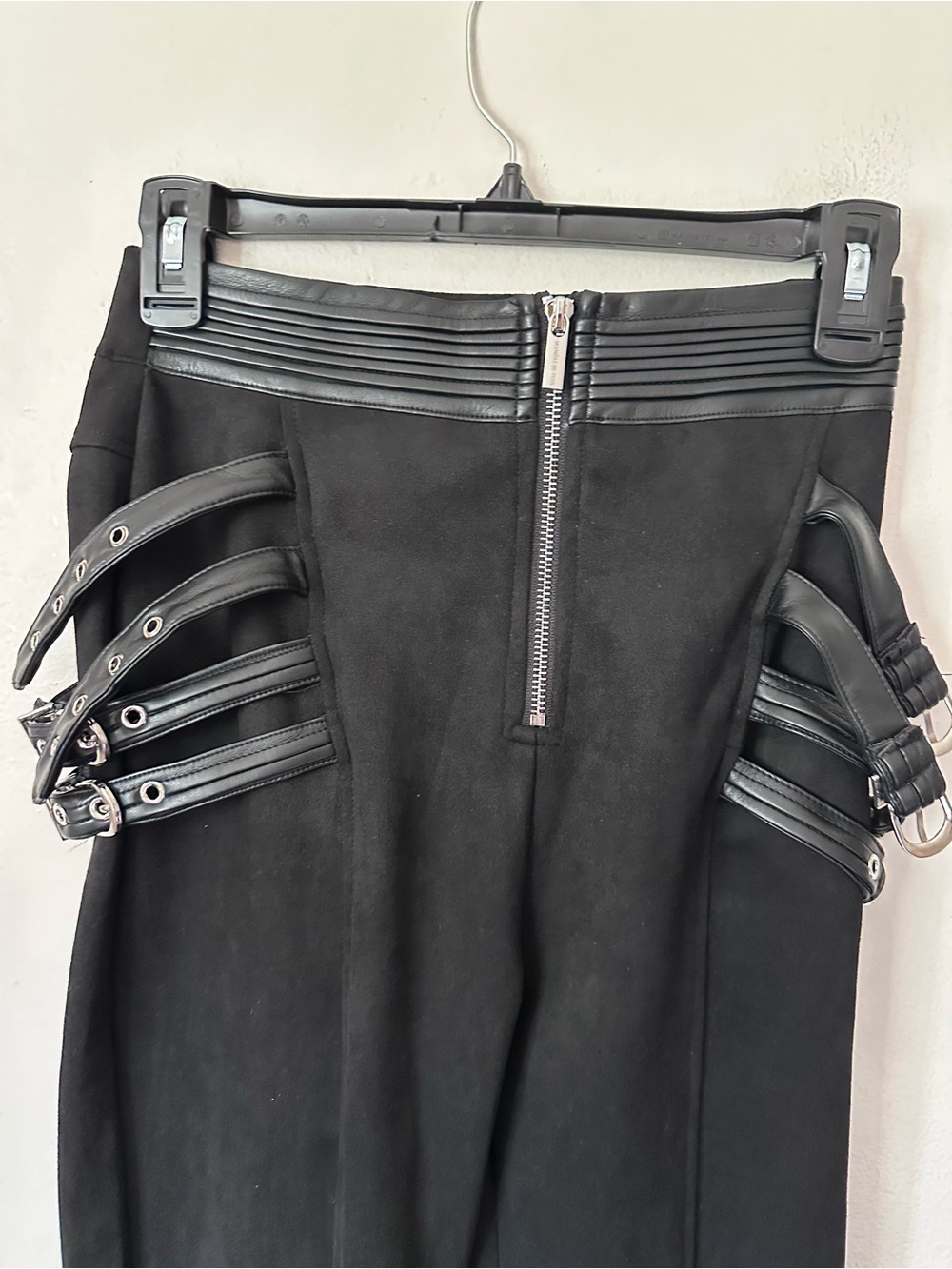 Black High-Waist Tailored Pants with Buckle Details - Picture 10 of 16
